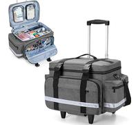 Damero Sac médical avec Chariot Amovible, Sac pour équipement médical avec Poches et séparateurs Amovibles, Sac de Premiers Secours Vide pour infirmières à Domicile, médecins, Gris
