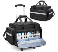 Damero Trousse de Secours Vide avec Chariot Amovible, Sac Médical à roulettes avec Séparateurs Amovibles, kit de Sauvetage d'urgence pour pour Médecins, Professionnels EMS, Noir
