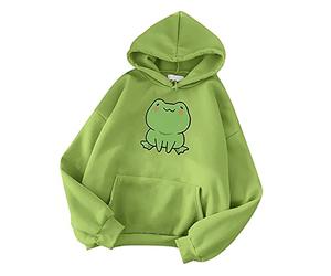 Dames à Capuche à Manches Longues Couture Grenouille Femmes Mignon Kawaii Hoodie à Manches CoréEnnes Hoodie Sweat Oversize Pull Femme Chic Et Elegant