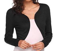 Dames Cardigan Court été à Manches Longues élégante Chemise à avec Dames élégant Cardigan Court en Coton léger à Manches Courtes Cardigan élégant Veste décontractée Top épaule Veste Dames Festive