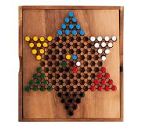 Dames chinoises dans un coffret en bois - jeu de société pour 2 à 6 joueurs - 7 ans et + - Jeu écologique - 13 x 14,3 x 3 cm