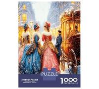 Dames dans Rue d'hiver 1000 Pièces Puzzle Classique Charme Vintage Coffret Puzzle Carton Épais - Ados 12-18 Ans, Logique, pour Les Amateurs De Puzzles 70x50cm/1000pcs