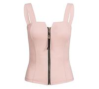 Dames Femmes Filles Stretch Cami Camisole Gilet Bretelles réglables Débardeur Singlet Col en V Profond, Fermeture éclair Avant Top Tube Belle enveloppée dans Le Dos sous-vêtements avec Gilet de Sport