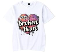 Damiano David Born with a Broken Heart T-Shirt, pour Les Fans De Musique Imprimé Léger à Manches Courtes pour Le Quotidien Le Sport Unisex Tee,Blanc,XXS