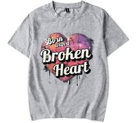 Damiano David Born with a Broken Heart T-Shirt, pour Les Fans De Musique Imprimé Léger à Manches Courtes pour Le Quotidien Le Sport Unisex Tee,Gris,XXL