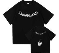 Damiano David Il Ballo Della Vita Tattoo T-Shirts Funny Little Fears Manches Courtes Mode en Coton Unisexe Harajuku Vintage T-Shirts Hip Hop Hommes Hauts pour Femme Cadeaux pour Les Fans-Black2||m