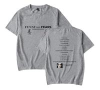 Damiano David Tshirt Funny Little Fears Album T-Shirt Unisexe Décontracté À La Mode Manches Courtes Modèles pour Hommes Et Femmes Haut Rétro-Grey||s