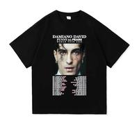 Damiano World Tour David T-Shirt Album Funny Little Fears Imprimé À Manches Courtes Coton Harajuku O Neck T Shirt Hommes Femmes Streetwear Unisexe Hip Hop Tops-Black2||m