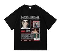 Damiano World Tour David T-Shirt Album Funny Little Fears Imprimé À Manches Courtes Coton Harajuku O Neck T Shirt Hommes Femmes Streetwear Unisexe Hip Hop Tops-Black1||x_l