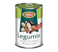 D'Amico Legumix Fantasia di Legumi Lessati Lot de 24 légumineuses cuites 10 variétés précieuses Source de fibres et de vitamines Boîte de 400 g
