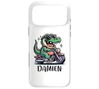 Damien Fun Alligator Motif Moto pour garçon Nom Damien Coque pour iPhone 17 Pro Max