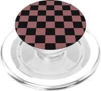 Damier Classique Mauve Rose et Noir à Carreaux PopSockets PopGrip pour MagSafe