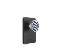 Damier Vintage Bleu Marine et Blanc Tourbillon PopSockets PopWallet pour MagSafe