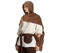 DAMILY Foulard Femme Écharpe à capuche Châle pour Halloween, costume côté foncé, cosplay Vent de Dune(Marron)