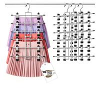 Damita Cintre Pantalon & Jupe à Pinces Gain de Place 6 Niveaux, Cintre Pince Pivotant 360°, Conception sans danger pour les doigts - Rangement Dressing, Appartement, Dortoir robustes 3-pack