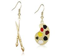 DAMLENG Boucles d'oreilles pendantes en forme de palette dorée mate pour femme et fille, Métal