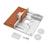 DAMLUX Plaque d'insertion de table de toupie en aluminium, planche de fraisage du bois, outil de gravure, plaque de défonceuse à bois avec jauge d'onglet pour le travail du bois