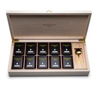 Dammann Frères® | Boîte en bois avec différents thés noirs et verts | Coffret cadeau 10 saveurs | Thé noir, vert et blanc en boîtes métalliques | Coffret cadeau