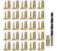 Dammy Lot de 50 chevilles et vis d'expansion pour cloison sèche, 6 × 14 mm | Vis de réparation de charnière et ancrage d'expansion - Charnière de porte d'armoire - Rénovation de filetage dénudé