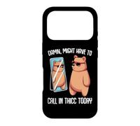 Damn Might Have to Call in Thicc Today Bear Mirror Meme Coque pour iPhone 17 Pro