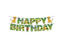 Damoff Décoration d'anniversaire Roi Lion : bannière d'anniversaire Simba, guirlande et bannière pour anniversaire d'enfant, décoration de fête lion, multicolore, coton et polyester, rectangulaire