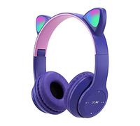 DaMohony Casque sans Fil Bluetooth 5.0 pour Filles, Casque Pliable avec Oreilles de Chat avec Lumières LED colorées, Unité Pilote de 50 mm, pour iPhone/iPad/Smartphones/Ordinateur Portable/PC/TV