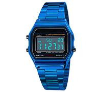 DaMohony Montre Numérique pour Homme, Bracelet en Acier Inoxydable, Montre de Sport Numérique, Montre Électronique LED, Montre Décontractée avec Rétroéclairage El