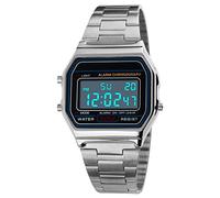 DaMohony Montre Numérique pour Homme, Bracelet en Acier Inoxydable, Montre de Sport Numérique, Montre Électronique LED, Montre Décontractée avec Rétroéclairage El