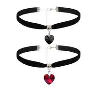 D'Amore Lot de 2 colliers ras du cou gothique en velours noir avec cœur