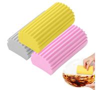 Damp Duster Lot de 3 éponges Damp Clean Duster pour fenêtres, rampes, stores, fentes de porte, canapés (gris, rose, jaune)
