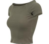 Dámské tričko Urban Classics Ladies Off Shoulder Rib Tee olive - XS