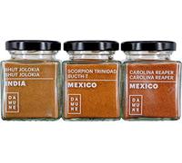 DAMUNE Piments plus forts du monde: Carolina Reaper Poudre (45g), Bhut Jolokia Poudre (45g) & Scorpion Trinidad Butch T Poudre (45g)
