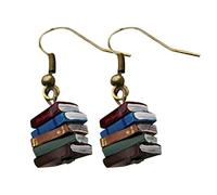 Dan&Dre 1 paire de boucles d'oreilles pendantes multicolores en forme de livre pour femme et fille