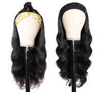 Dan&Dre Perruque bandeau bouclé, pour femme - Bandeau réglable à la mode - Perruque en fibre haute température avec bandeaux pour femme - Perruque afro longue noire