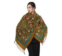 DANA XU Couverture pashmina extra large 100% laine mérinos écharpe de voyage en cachemire pour femme automne hiver châle surdimensionné floral, 100 Vert, 96 * 43 INCHES