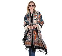 DANA XU Écharpe pashmina 100% pure laine pour femme traditionnelle Culture Grand (Noir) - Multicolore -, Bleu 20, 96 * 43inch