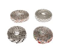 DANAIXZ Bandes de ruban de strass bricolage ruban décoratif à paillettes scintillantes auto-adhésives pour vêtements chaussures sacs accessoires 4 pièces 1,2 cm de large 1 mètre de