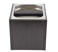 DANAIXZ Boîte à café professionnelle en acier inoxydable pour marc de café avec base en bois Poubelle à café de grande capacité pour cafés et cafés de bureau à domicile