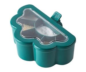 DANAIXZ Boîte d'assaisonnement en plastique à 6 compartiments avec couvercle transparent et 6 cuillères, organisateur multifonctionnel pour le rangement sur le comptoir de cuisine,