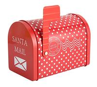 DANAIXZ Boîtes de rangement en forme de boîte aux lettres, thème de Noël, motif mignon, boîte à bonbons décorative en fer de grande capacité pour cadeaux de vacances, ornements et