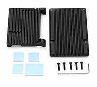 DANAIXZ Boîtier en alliage d'aluminium Durable pour 4B 3B + 3B 2B avec deux ventilateurs de refroidissement, boîtier de protection à Dissipation thermique haute résistance noir