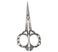 DANAIXZ Ciseaux de couture à motif de fleurs vintage, en acier inoxydable, pour broderie, point de croix, pour coupe de tissu, papier, travaux manuels, couture, bricolage, cuivre a (Argent)