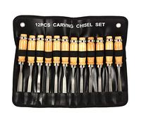 DANAIXZ Ensemble de 12 ciseaux à main pour sculpture sur bois, outils professionnels pour gouges de tour à bois pour charpentiers, artistes, artisans, poignées en bois poli, lames