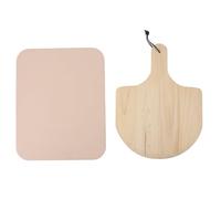 DANAIXZ Ensemble de pierre à pizza professionnelle en cordiérite avec palette en bois pour la cuisson et le grillage du pain à pizza fait maison, durable, répartition uniforme de l (UNE)