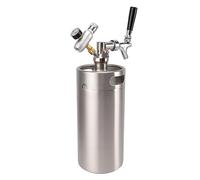 DANAIXZ Fût de bière Growler en acier inoxydable, système de mini fût de grande capacité de 3,6 L avec manomètre de 60 psi, robinet sans queue, valve réglable pour la maison, le ba