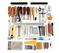 DANAIXZ Kit d'outils professionnels d'artisanat du cuir 87 pièces, ensemble complet de couture, de poinçonnage et de sculpture pour les projets de bricolage en cuir, débutants, art
