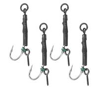 DANAIXZ Lot de 4 Crochets à vis pour pêche à la Carpe Ronnie avec revêtement en PTFE Finition Mate pivotant Robuste en Alliage de cuivre antirouille pour la pêche en Eau Douce et e (Épineux 4#)