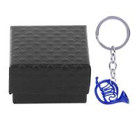 DANAIXZ Porte-clés en corne française, mini instrument de musique en métal, pendentif à breloque, bijoux cadeau pour sacs à dos, porte-clés, bleu, 3 cm, artisanat exquis