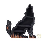 DANAIXZ Présentoir en Bois et Cristal Wolf, étagère décorative Multicouche Classique pour la Maison, la Chambre à Coucher, Le Salon, contreplaqué Fait à la Main, 30x26x4cm (Loup à Gauche)