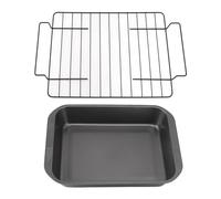 DANAIXZ Rôtissoire de qualité supérieure avec grille en acier au carbone robuste, antiadhésive, passe au lave-vaisselle, grande rôtissoire pour dinde, poulet, bœuf 37 x 28 x 6, 5